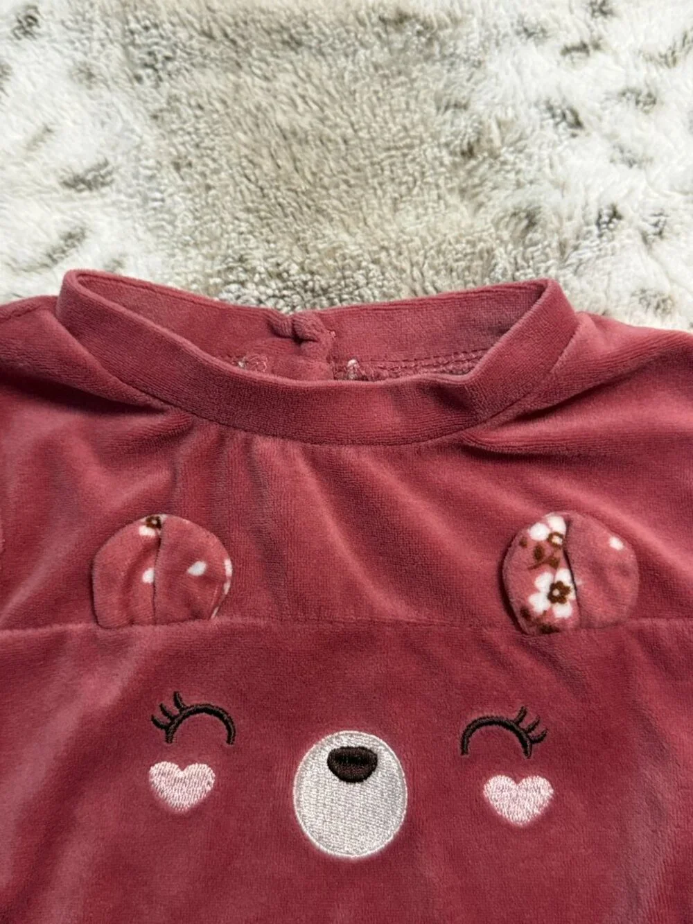 Little Lass pink fleece matching set girls 2T teddy bear floral girlhoodcore
